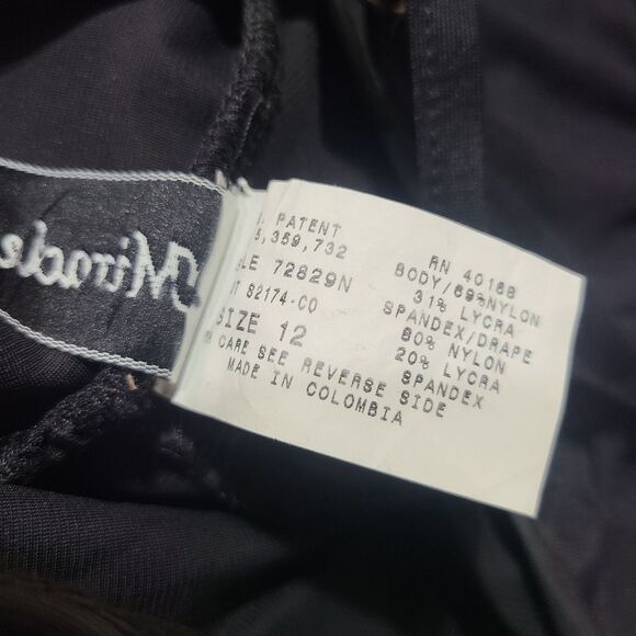 Miraclesuit Shirred Black Wired Built in Bar One Piece Swimsuit Size 12 - Picture 7 of 8